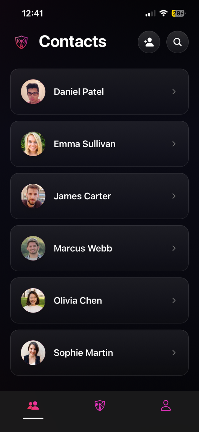 GuardianLive emergency contacts list